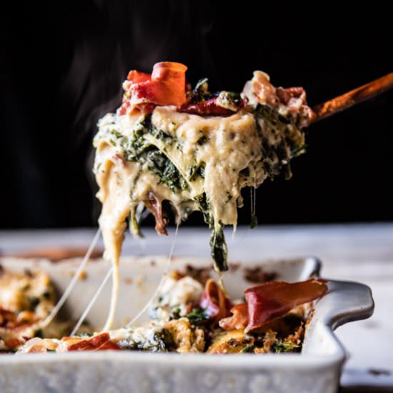 Crispy Prosciutto Cheesy White Lasagna