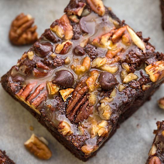 Gluten Free Turtle Brownies