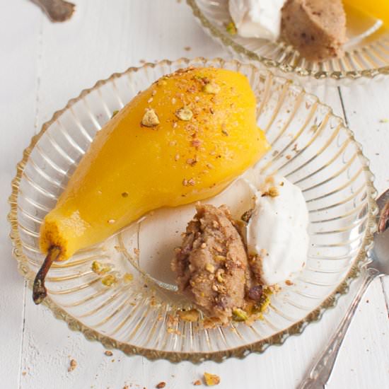 Poached Pears with Dukkah