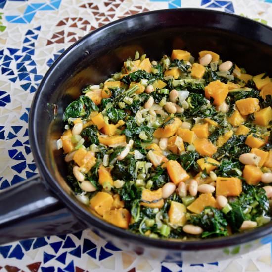 Kale Sweet Potato Bean Skillet