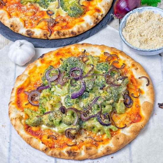 Broccoli Cheese Vegan Pizza