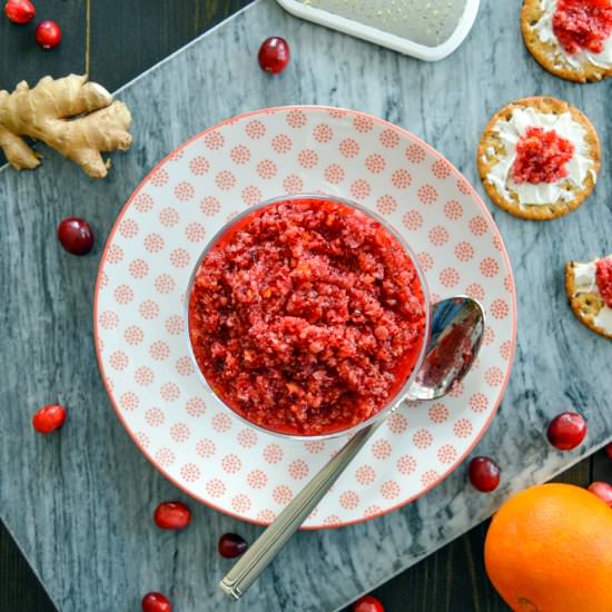 Raw Ginger Orange Cranberry Relish