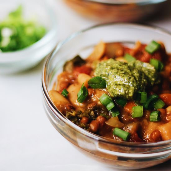 Lentil White Bean Slow Cooker Chili