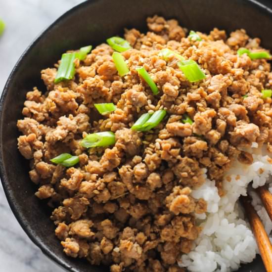 Ginger Minced Pork Rice Bowl