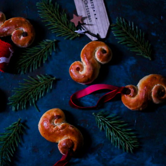 Swedish Lussekatter or Saffron Buns