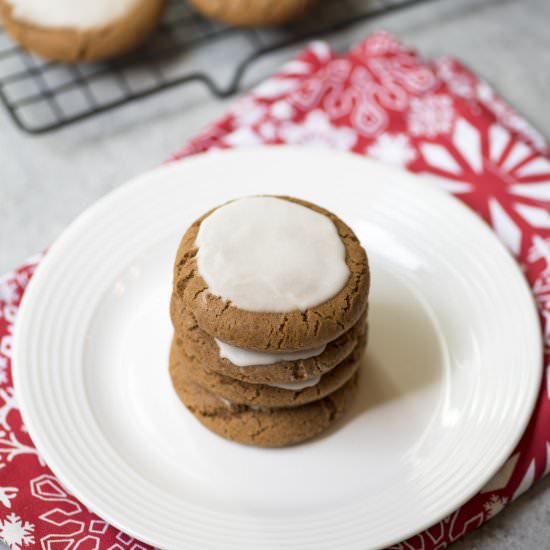 Chewy Iced Molasses Cookies