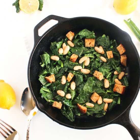 Warm Kale and White Bean Salad