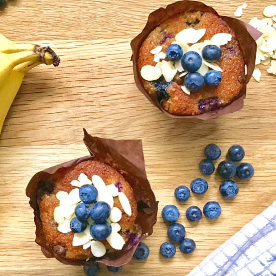 Paleo Banana & Blueberry Muffins
