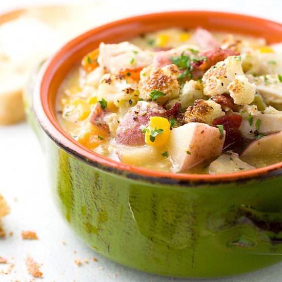 Slow Cooker Cauliflower Corn Chowder