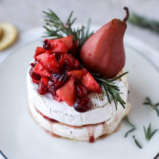 winter fruit stuffed brie cheese