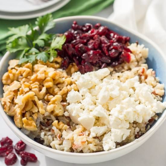 Warm wild rice salad