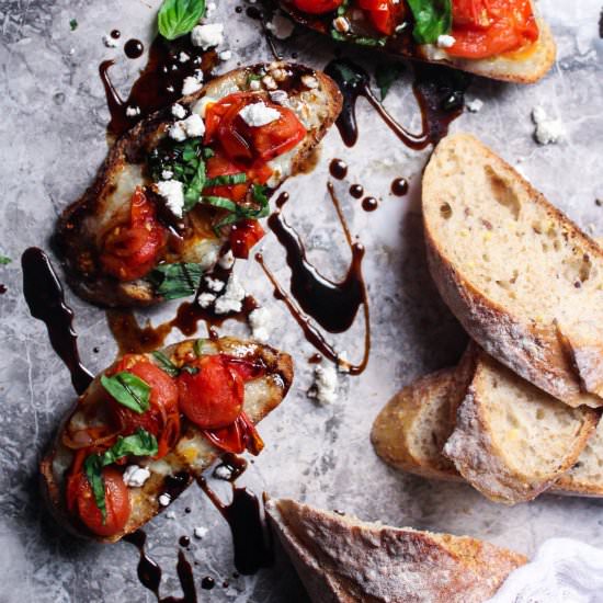 Blistered Cherry Tomato Crostini