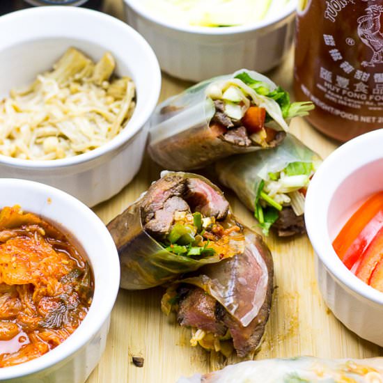 Steak and Kimchi Summer Rolls