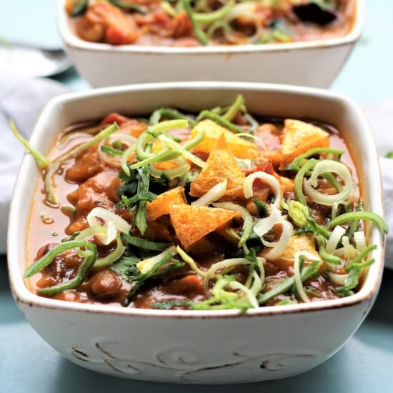 Pumpkin Chili W/ Polenta Croutons