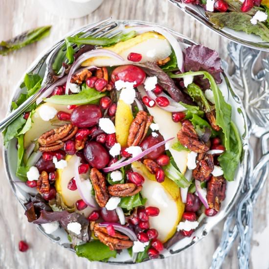 Pomegranate, Pear and Pecan Salad