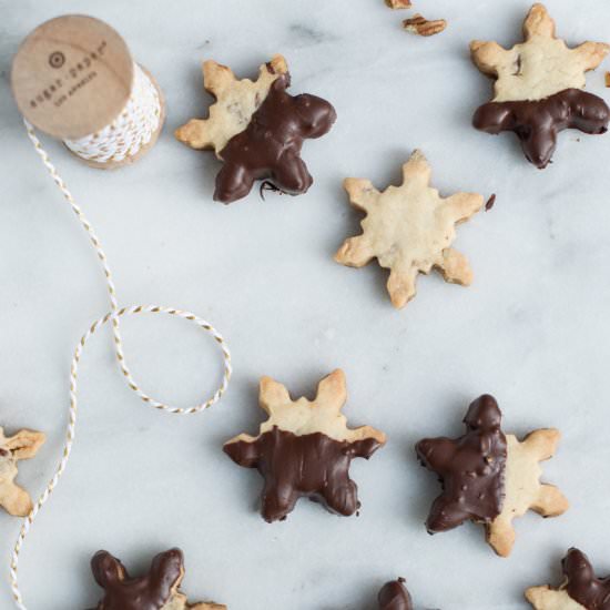 Chocolate Dipped Pecan Shortbread