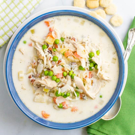 Creamy chicken + wild rice soup