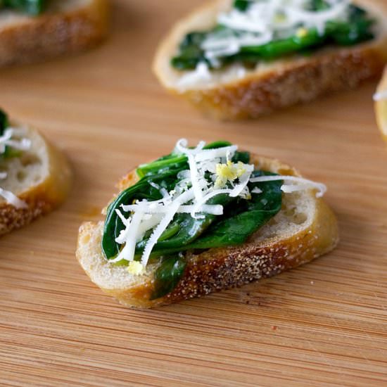 Sautéed Spinach Crostini