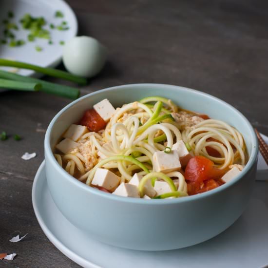 Tomato Egg Drop Zoodle Soup