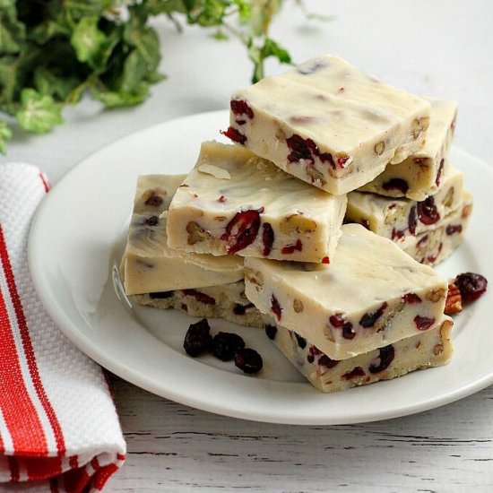 White Chocolate Cranberry Fudge