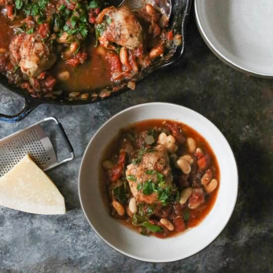 Braised Chicken Thighs w/ White Bean