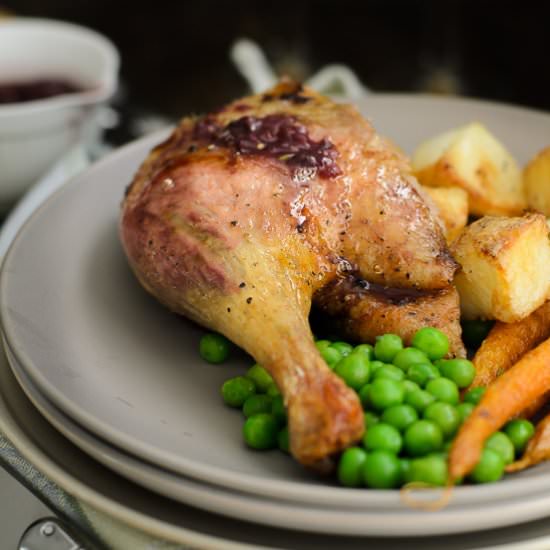 Slow Roasted Duck with Cherry Sauce