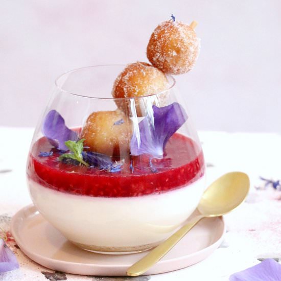 Yuzu and Raspberry Panna Cotta