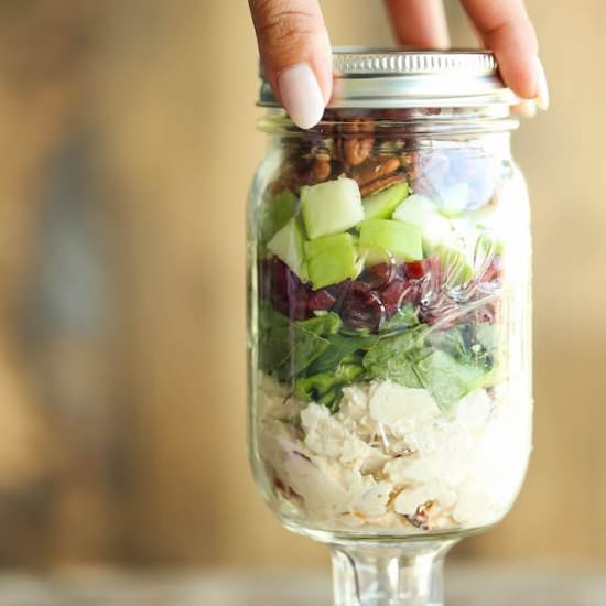 Chicken, Apple, and Pecan Jar Salad