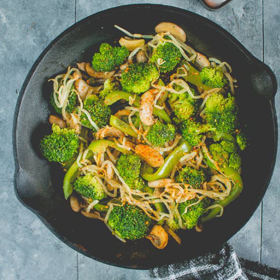 Broccoli Mushrooms  Beans Stir-Fry