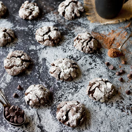 Double Chocolate Crinkle Cookies