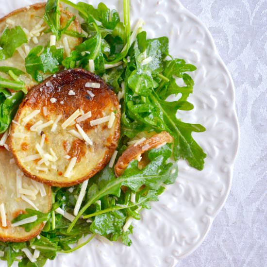 Garlic Roasted Potato Arugula Salad