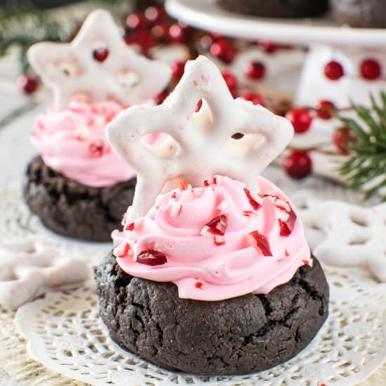 Chocolate Peppermint Fluff Cookies