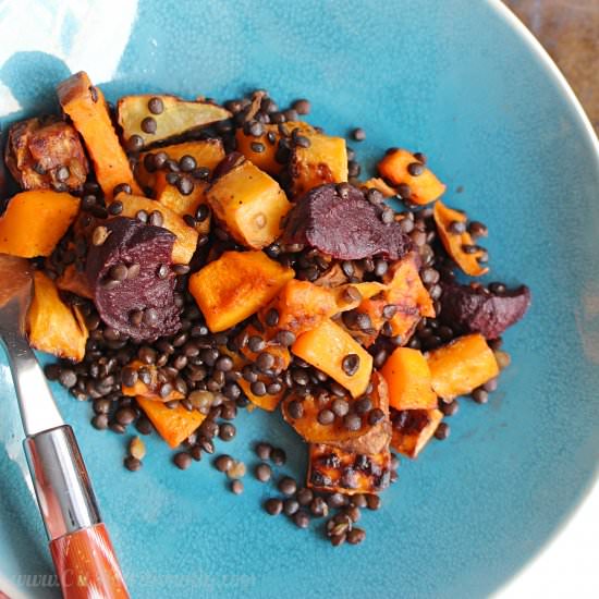 Warm Lentil & Root Vegetable Salad