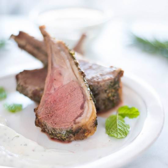 Rack of Lamb with Yogurt Mint Sauce
