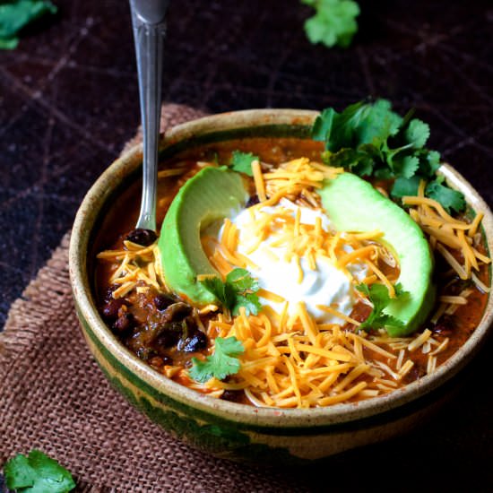 Beef & Chorizo Chili w/ Black Beans