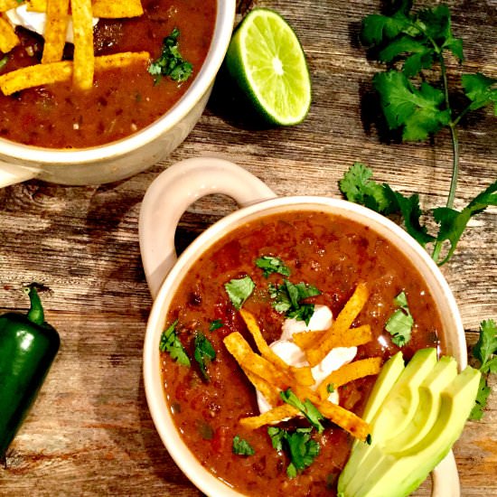 Spicy Black Bean Soup with Avocado