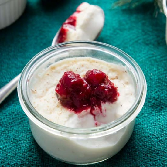 Eggnog Panna Cotta+Cranberry Sauce