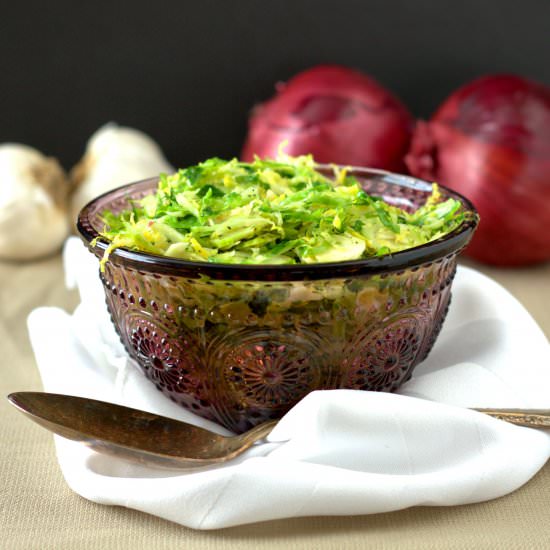 Basil-Garlic Shaved Brussel Sprouts