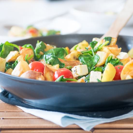 Spinach stir fry with feta