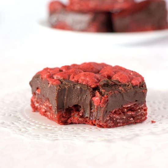 Red Velvet Oatmeal Fudge Bars