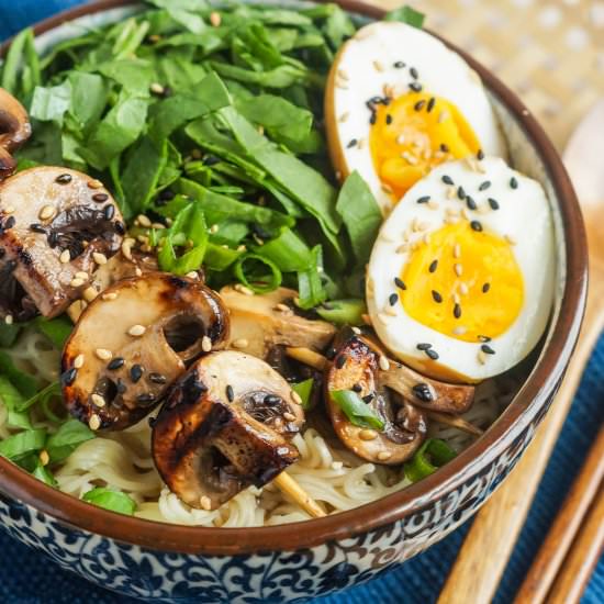 Grilled Mushroom Noodle Bowls