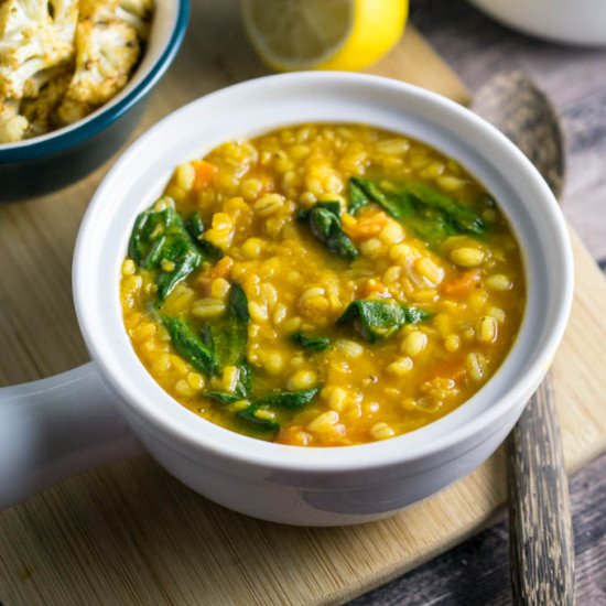 Golden Lentil Barley Soup