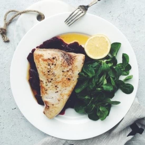 Swordfish with Beet Mash