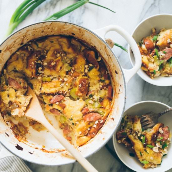 Savory Potato Roll Bread Pudding