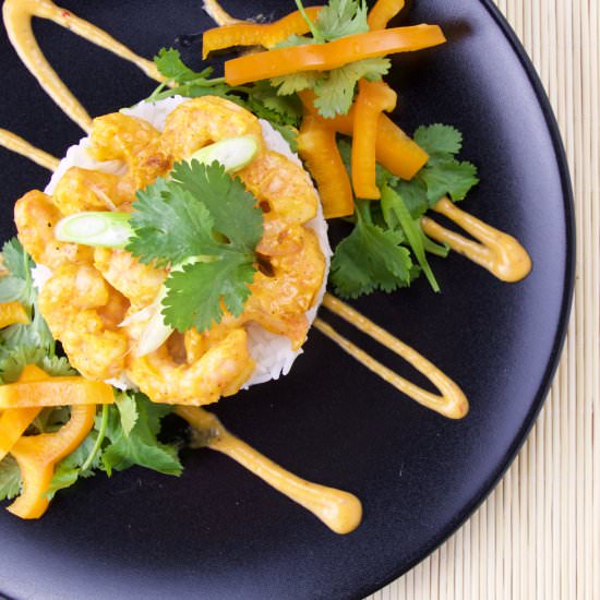 Shrimps in a Papaya-Mustard sauce