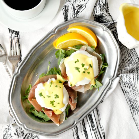 Prosciutto Arugula Eggs Benedict