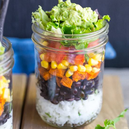 Mason Jar Burrito Bowls