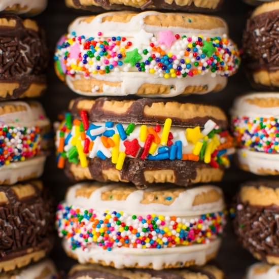 Cake Batter Ice Cream Sandwiches