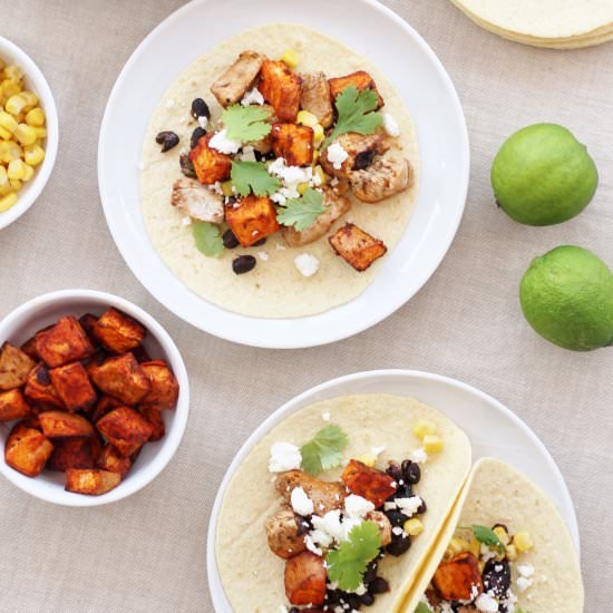 Turkey, Sweet Potato & Bean Tacos