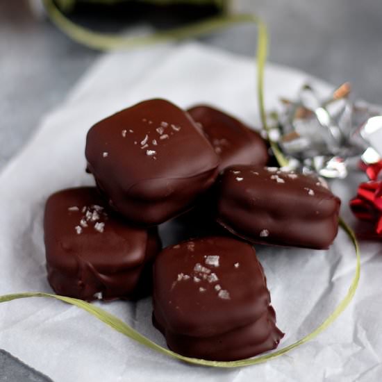 Tahini Date Caramel Pretzel Bites